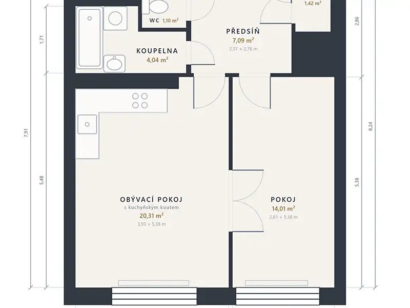 Prodej bytu 2+kk 48 m², Praha – náhled fotky 2