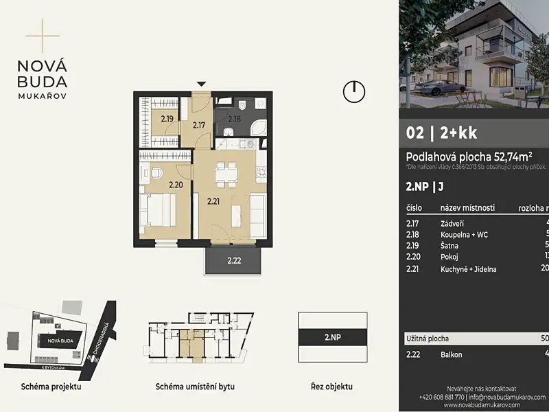 Prodej bytu 2+kk 51 m², Mukařov – náhled fotky 2