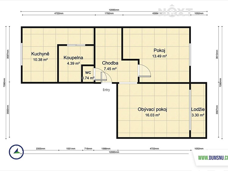 Pronájem bytu 2+1, 52 m² (15 z 15)