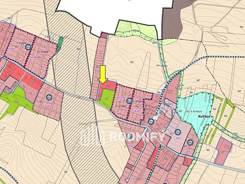 Prodej stavebního pozemku 814 m², Modlany – náhled fotky 2