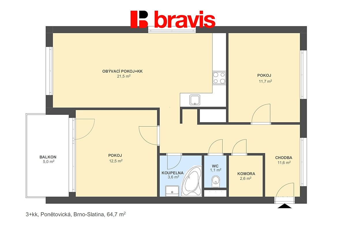 Pronájem bytu 3+kk 65 m² – fotografie 5