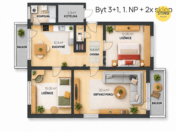 Квартира 3+1 на продаж, 67 м² (4 з 31)