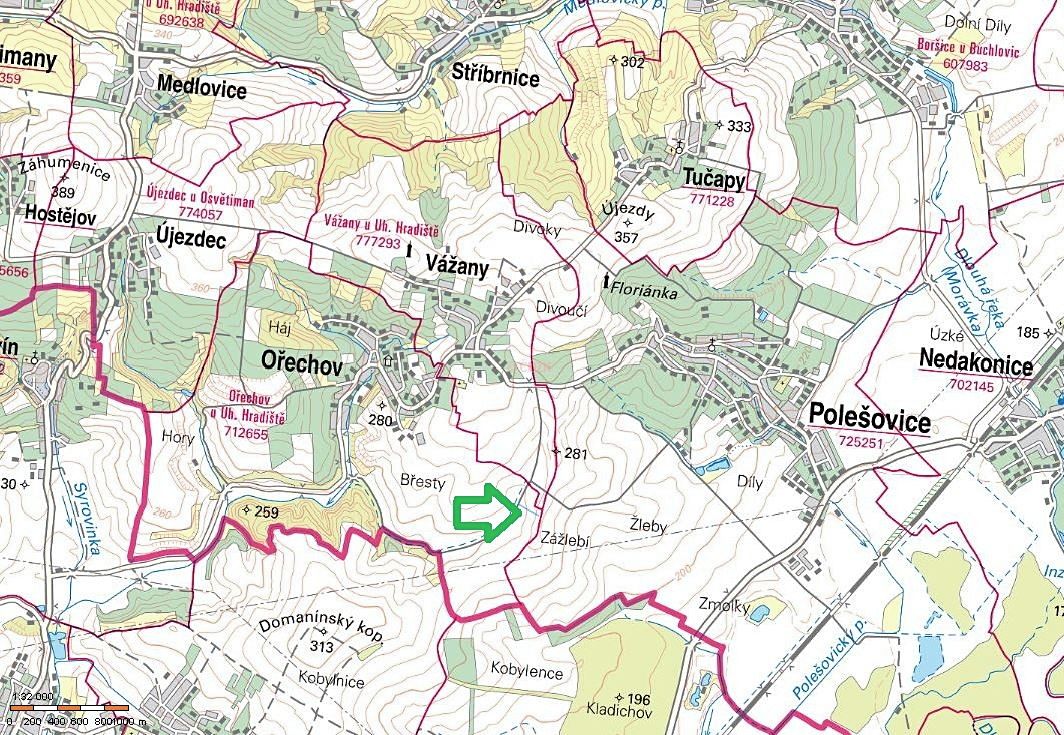 Prodej pole 1731 m², Ořechov – fotka 1 z 3