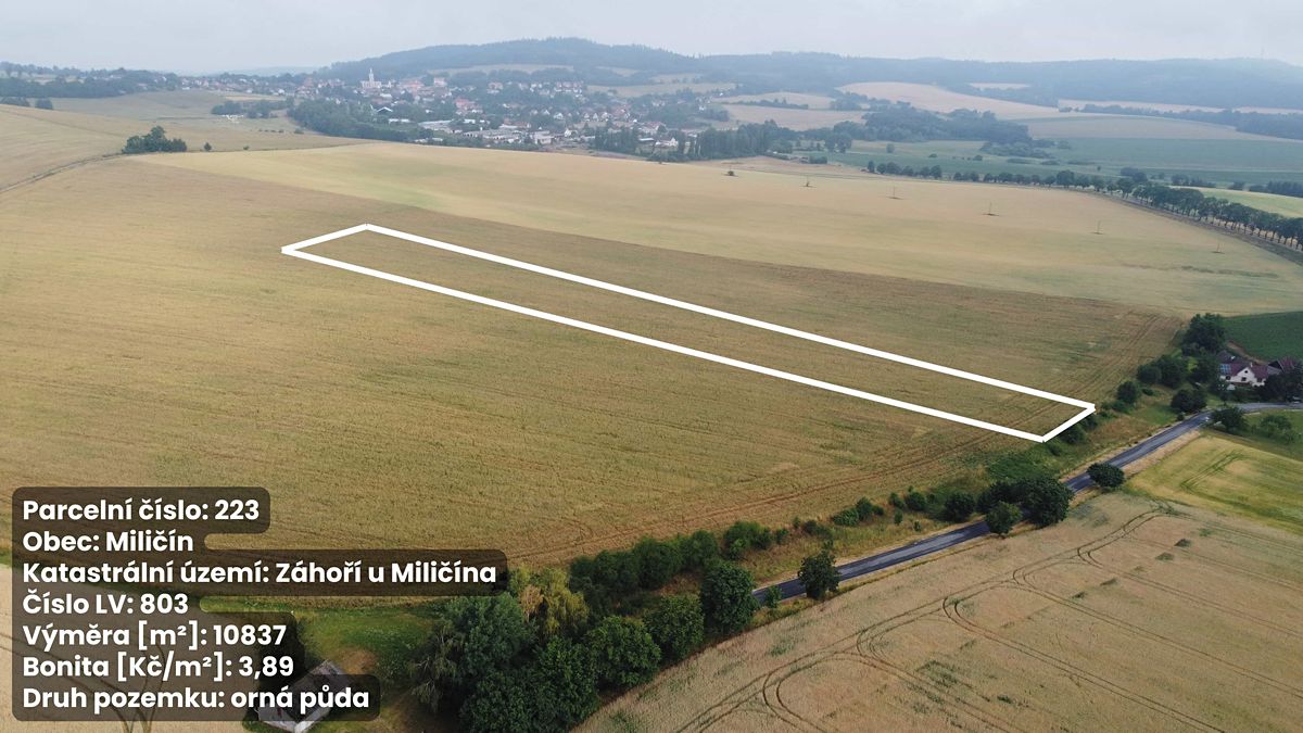 Prodej pole 10972 m², Miličín – fotka 1 z 3