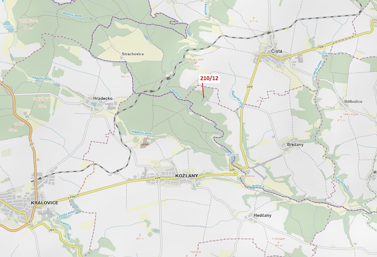Dražba lesa 833 m², Břežany – fotka 1 z 3