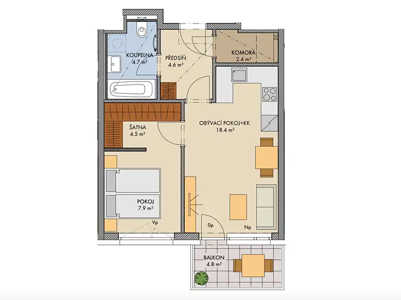 Prodej bytu 2+kk 44 m², Praha – náhled fotky 3
