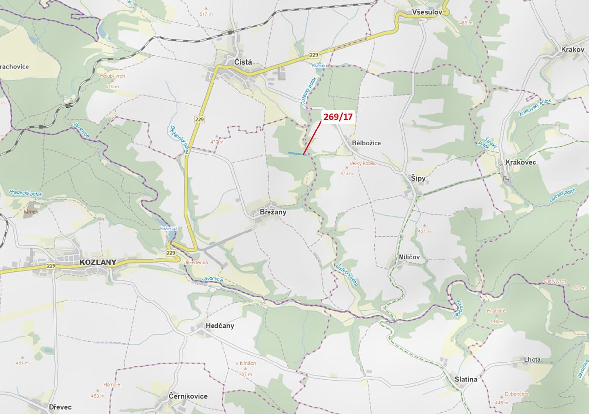 Dražba lesa 7469 m², Břežany – fotka 1 z 3