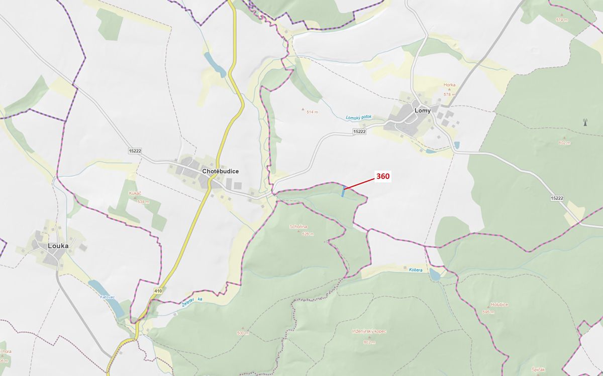 Dražba lesa 1822 m², Chotěbudice – fotka 1 z 3