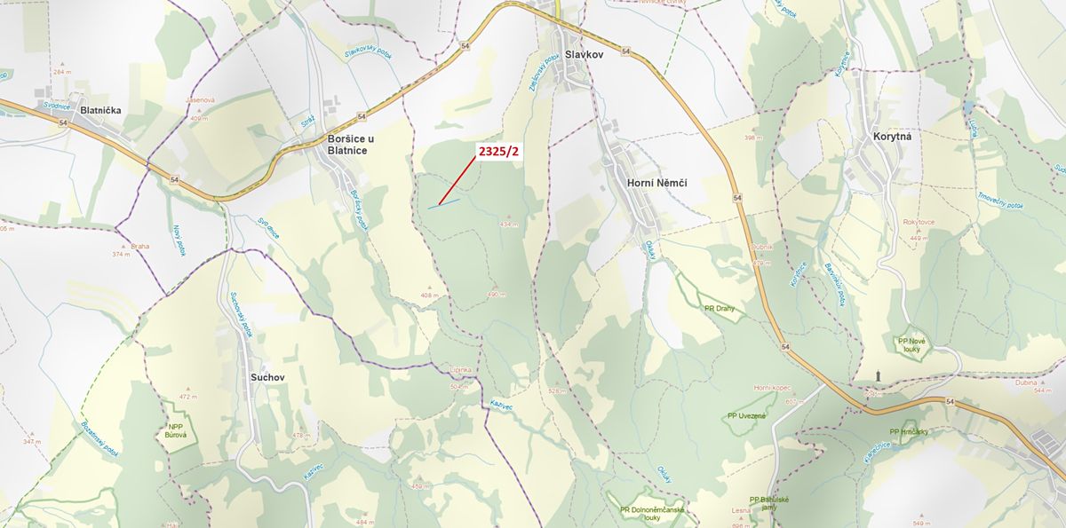 Dražba lesa 2122 m², Slavkov – fotka 1 z 3
