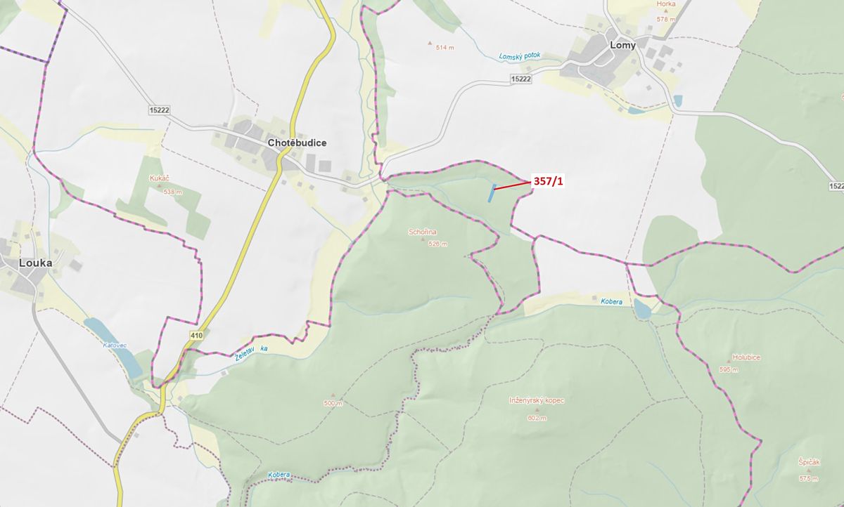 Dražba lesa 1670 m², Chotěbudice – fotka 1 z 3