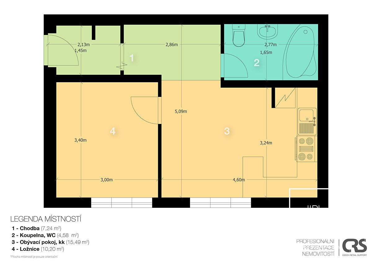 Pronájem bytu 2+kk 40 m² – fotografie 4