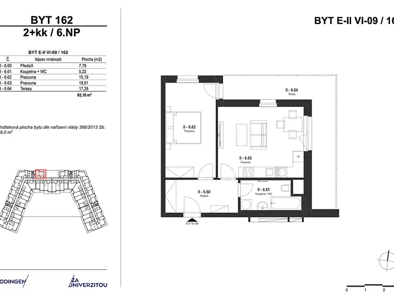 Prodej bytu 2+kk 49 m², České Budějovice – náhled fotky 3