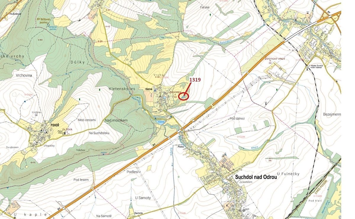 Dražba lesa 2439 m², Suchdol nad Odrou – fotka 1 z 3