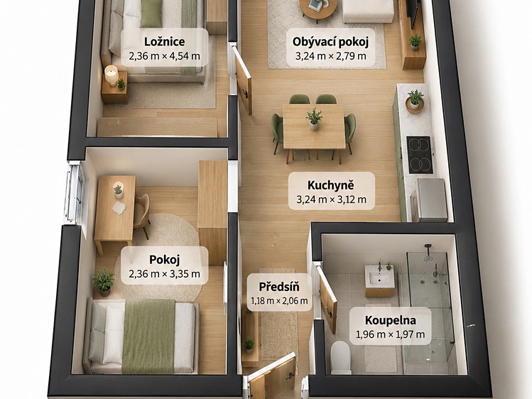Квартира 3+kk в оренду, 46 м² (12 з 12)