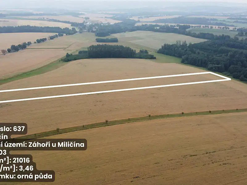 Prodej pole 23433 m², Miličín – náhled fotky 1