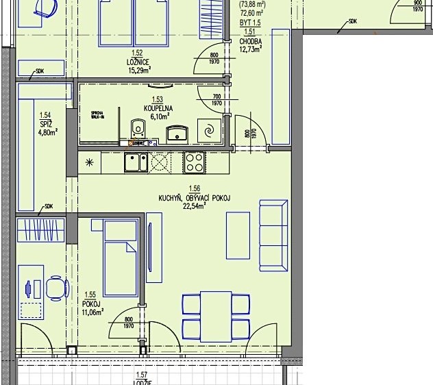 Квартира 3+kk на продаж, 73 м² (15 з 20)