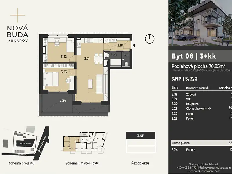 Prodej bytu 3+kk 67 m², Mukařov – náhled fotky 3