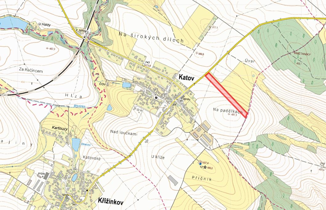 Prodej pole 13880 m², Katov – fotka 1 z 3