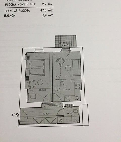 Pronájem bytu 2+kk, 48 m² (10 z 15)