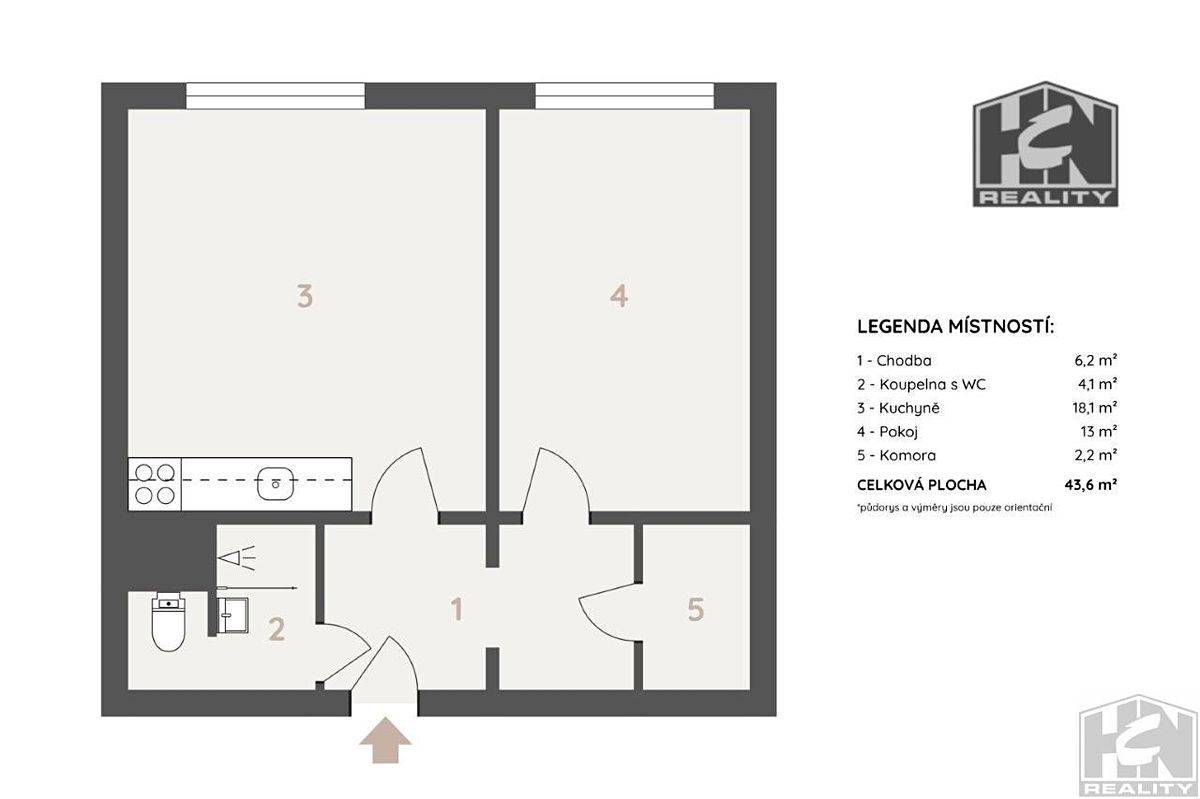 Prodej bytu 1+1 43 m² – fotografie 2