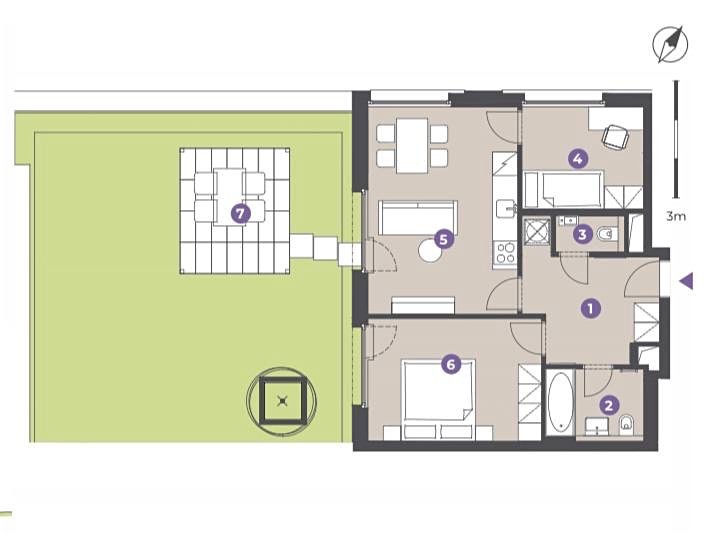 Квартира 3+kk в оренду, 60 м² (10 з 10)