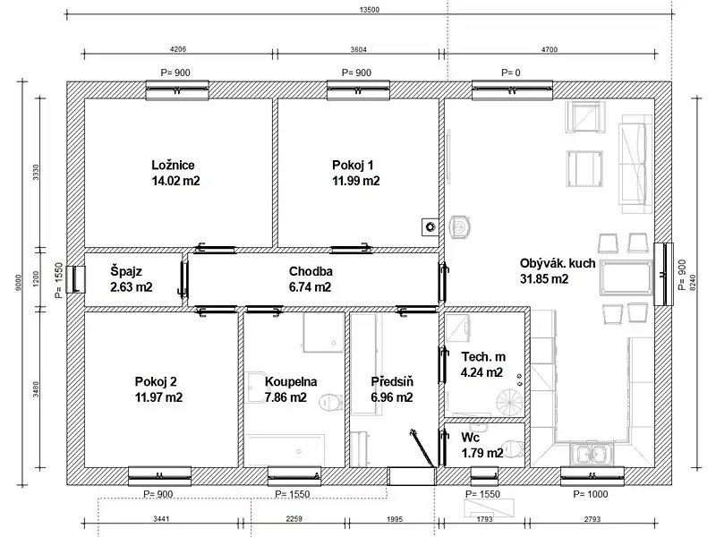 Prodej projektu na klíč 100 m², pozemek 1484 m², Únětice – náhled fotky 2