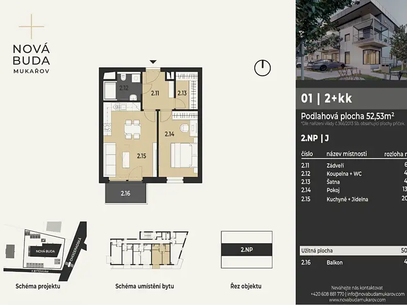 Prodej bytu 2+kk 50 m², Mukařov – náhled fotky 3