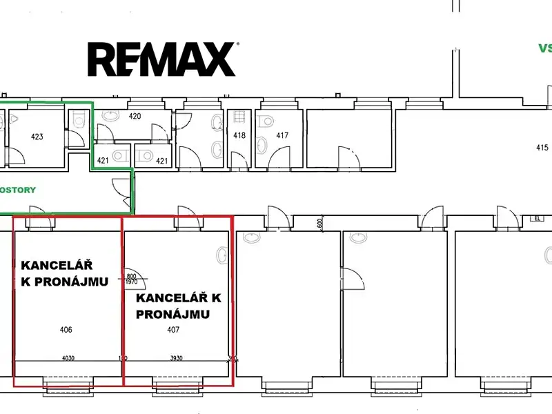 Pronájem kanceláře 43 m², Ostrava – náhled fotky 3