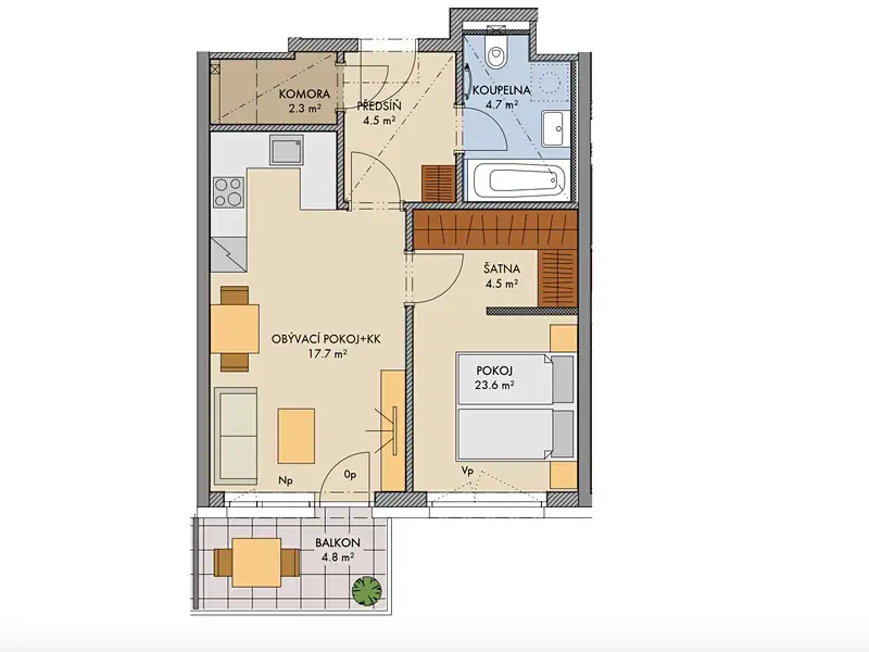 Prodej bytu 2+kk 43 m², Praha – náhled fotky 3