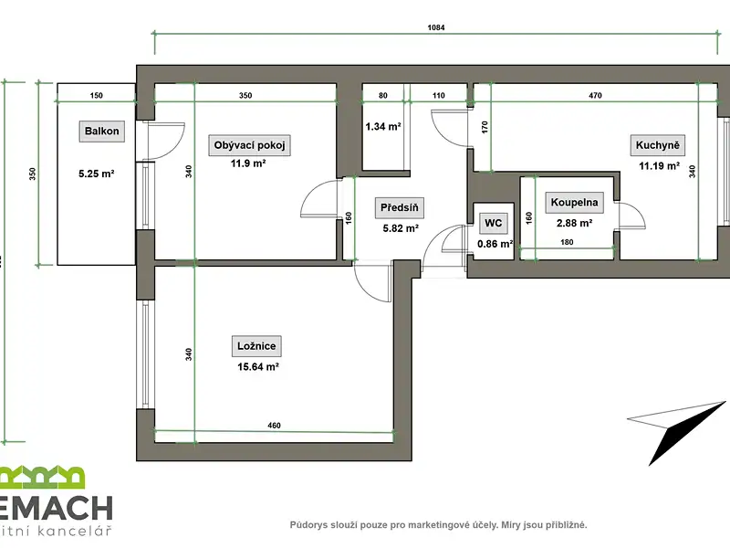 Pronájem bytu 2+1 51 m², Uherské Hradiště – náhled fotky 2