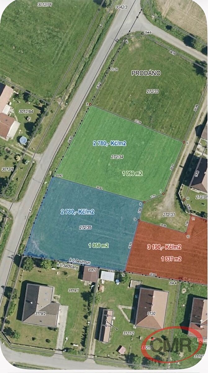 Prodej stavebního pozemku 1061 m², Sedlčany – fotka 1 z 3