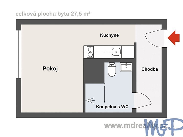 Квартира 1+kk на продаж, 27 м² (2 з 13)