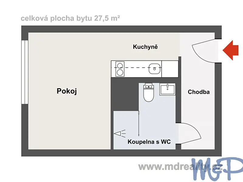 Prodej bytu 1+kk 27 m², Třebíč – náhled fotky 2