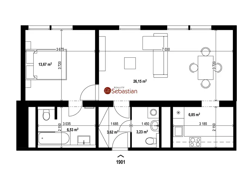 Pronájem bytu 2+1 59 m², Teplice – náhled fotky 3