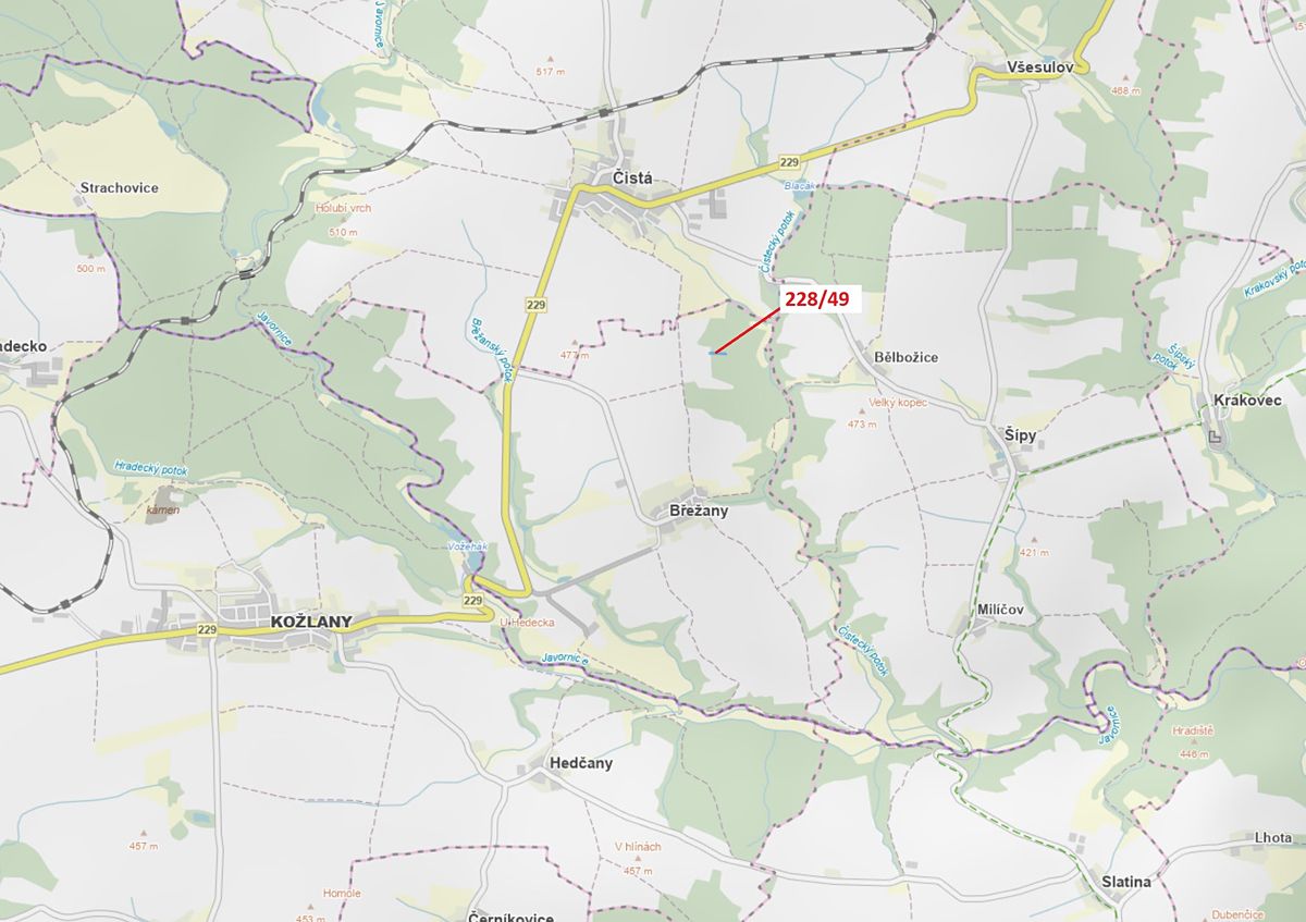 Dražba lesa 2070 m², Břežany – fotka 1 z 3