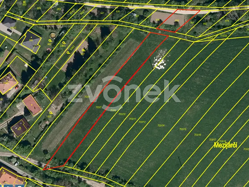 Prodej stavebního pozemku 2007 m², Pitín – náhled fotky 1
