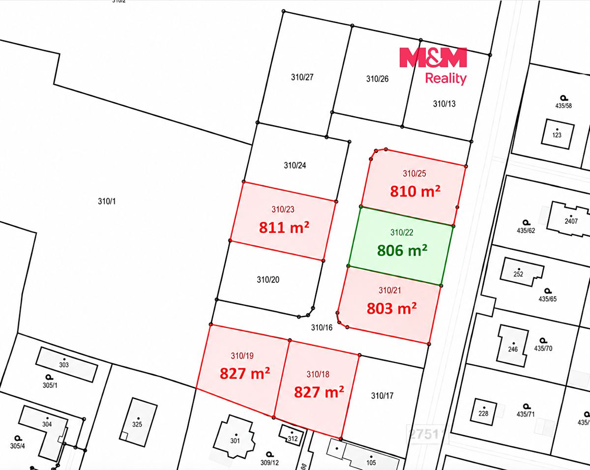 Prodej stavebního pozemku 806 m², Kosořice – fotka 1 z 3