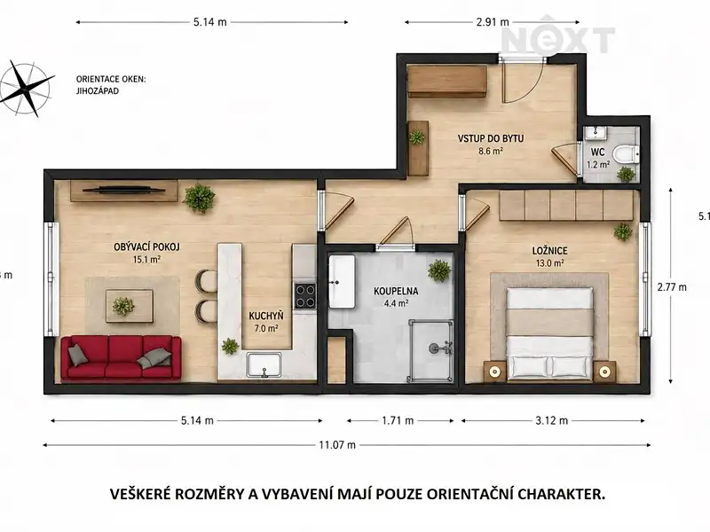 Pronájem bytu 2+kk 40 m², Praha – náhled fotky 2