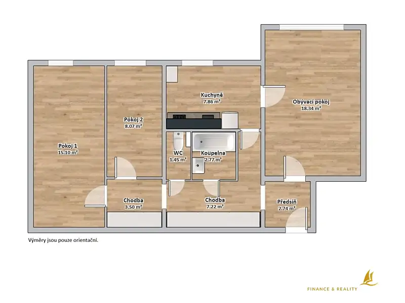 Prodej bytu 3+1 71 m², Hluboká nad Vltavou – náhled fotky 3