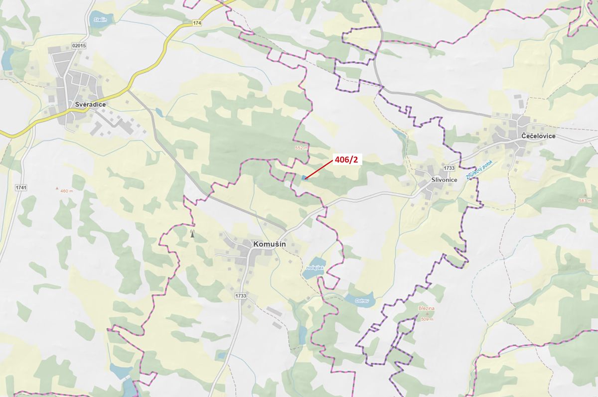 Dražba lesa 1583 m², Velký Bor – fotka 1 z 3