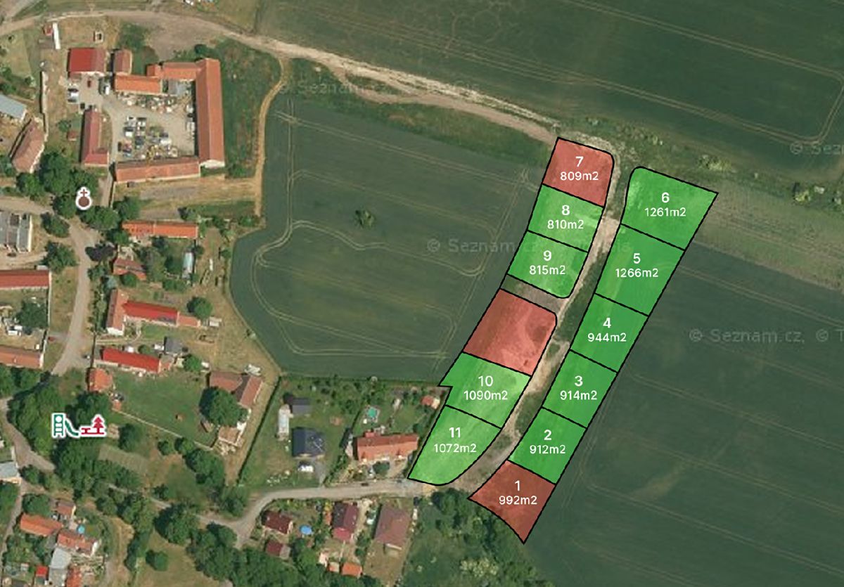 Prodej stavebního pozemku 912 m², Újezdec – fotka 1 z 3
