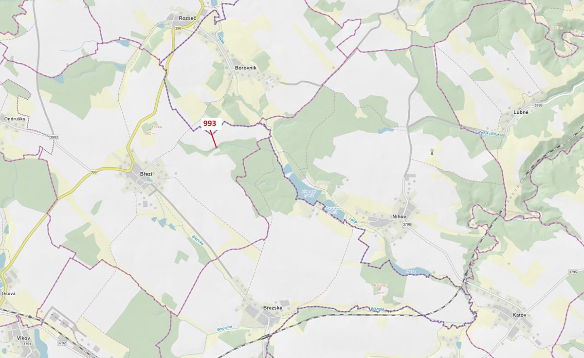 Dražba pozemku 432 m², Březí nad Oslavou – fotka 1 z 3