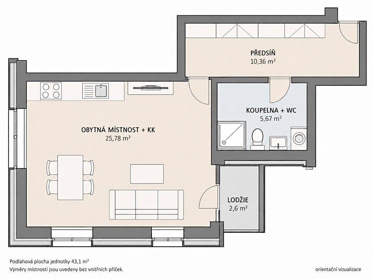 Prodej bytu 1+kk, 43 m² (9 z 37)