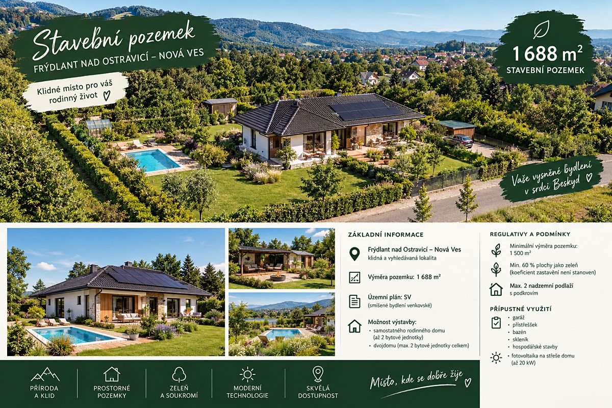 Prodej stavebního pozemku 1688 m²
