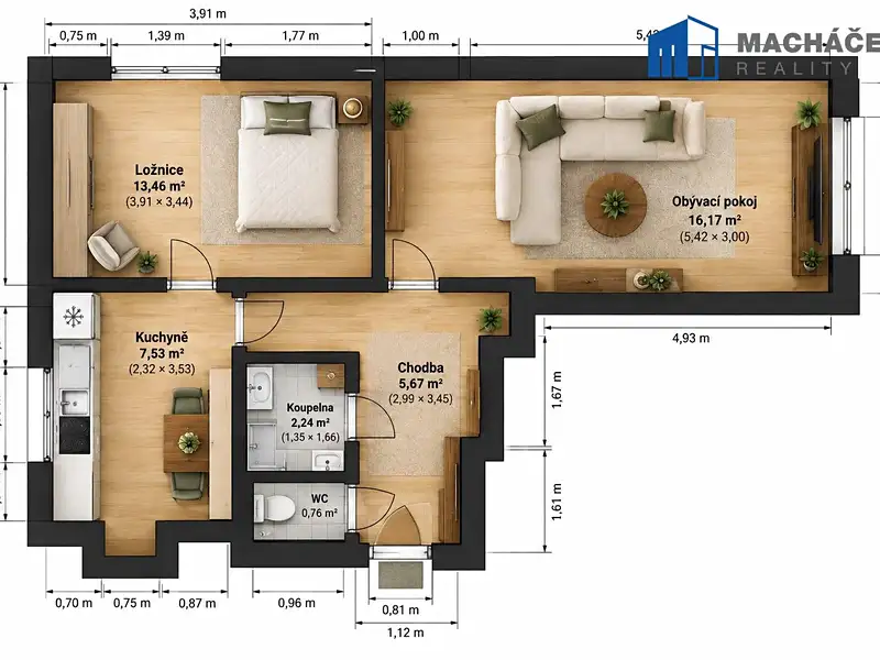 Prodej bytu 2+1 50 m², Duchcov – náhled fotky 3