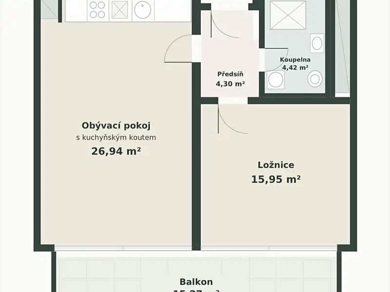 Pronájem bytu 2+kk 52 m², Praha – náhled fotky 2