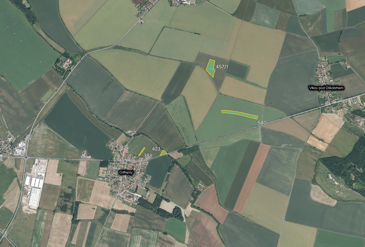 Prodej pole 31179 m², Odřepsy – fotka 1 z 3