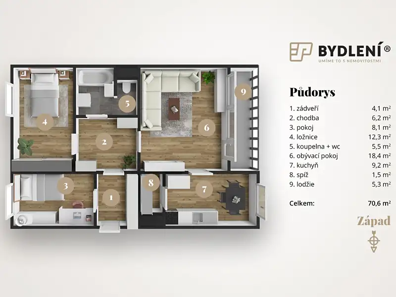 Prodej bytu 3+1 69 m², Teplice – náhled fotky 2
