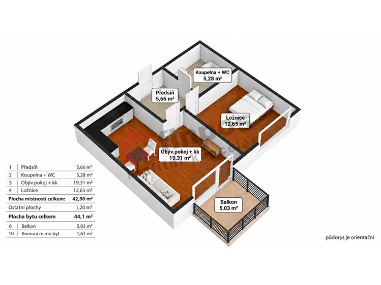Wohnung 2+kk zur Miete, 51 m² (8 von 10)