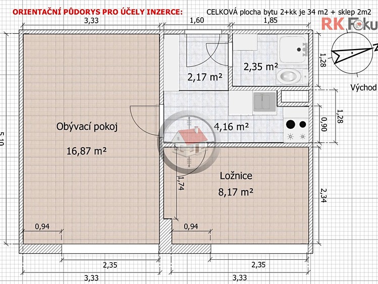 Wohnung 2+kk zur Miete, 34 m² (8 von 9)